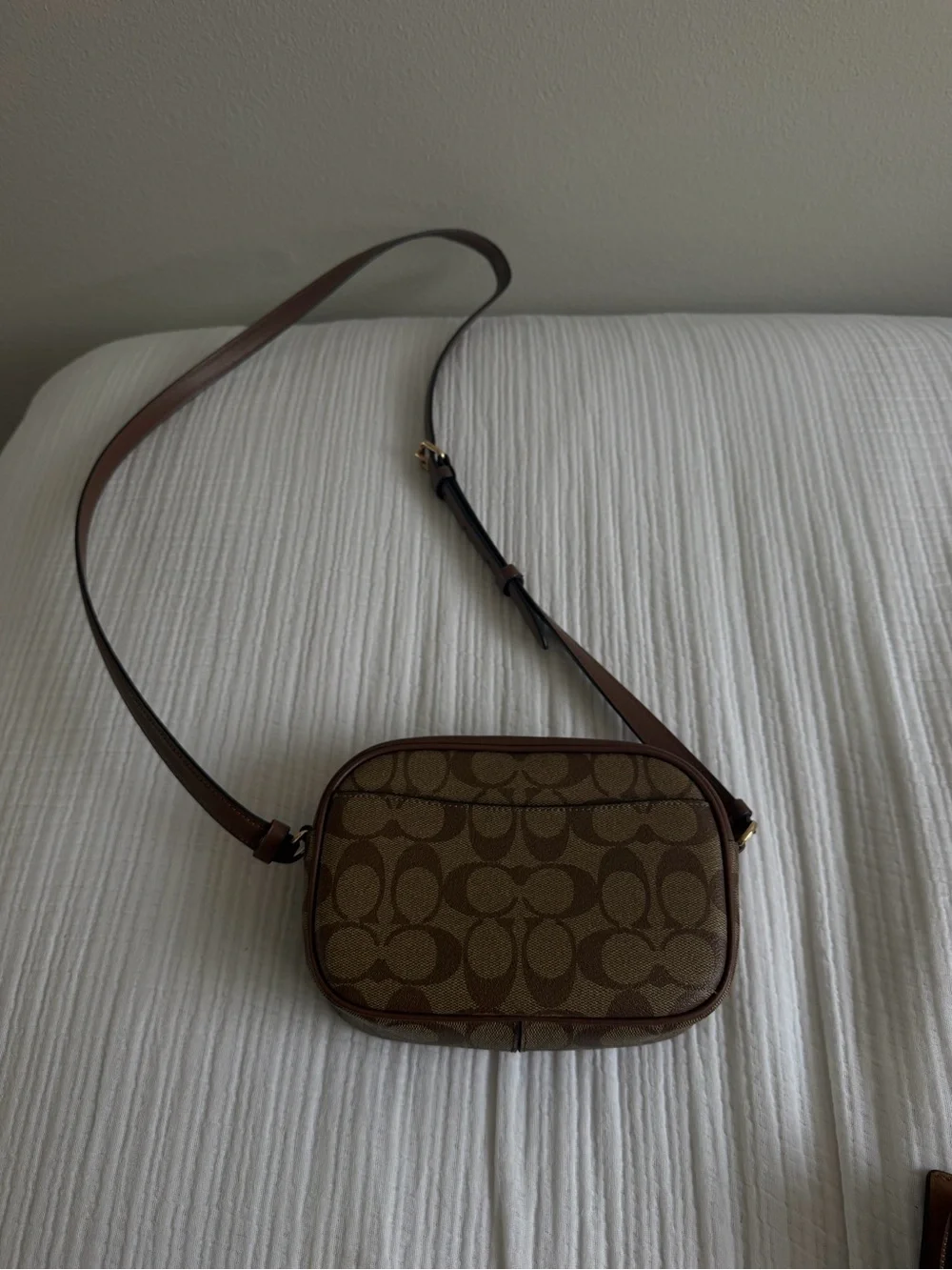 Coach Brown Signature Canvas Crossbody with Gold Hardware